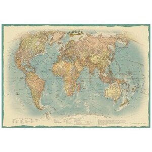 Настенная карта Мир политическая 1:22млн,1,54х1,07м, ретро стиль