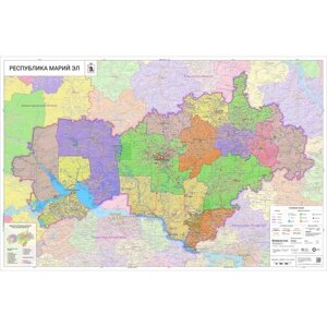 Настенная карта Республики Марий Эл 122 х 80 см, на самоклеющейся пленке)