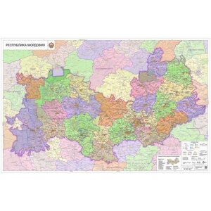Настенная карта Республики Мордовия 155 х 100 см, на самоклеющейся пленке)