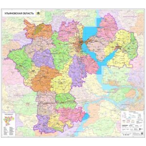 Настенная карта Ульяновской области 112 х 125 см (на самоклеющейся пленке)