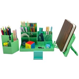 Настольный набор для канцелярии 8 предметов / Подставка для хранения мелочей карандашей и ручек /Подставка для книг/ Подставка для телефона (визиток)