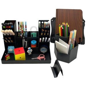 Настольный набор для канцелярии 8 предметов / Подставка для хранения мелочей карандашей и ручек / Подставка для книг/ Подставка для телефона (визиток)