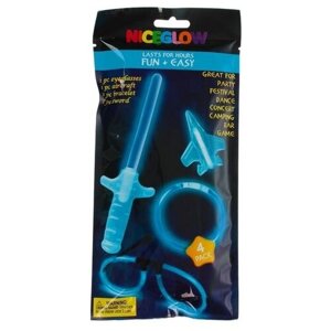 Неоновые аксессуары, набор 4 предмета: меч, игрушка, очки, браслет, цвета микс