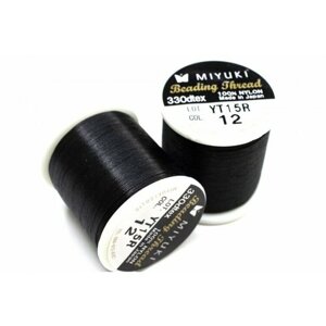Нить для бисера Miyuki Beading Thread, длина 50 м, цвет 12 черный, нейлон, 1030-264, 1шт