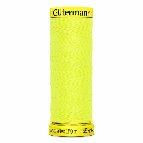 Нить Gutermann Maraflex 120 для эластичных, трикотажных материалов, 150 м, 100% ПБТ, 5 шт (3835 неоновый желтый) от компании М.Видео - фото 1