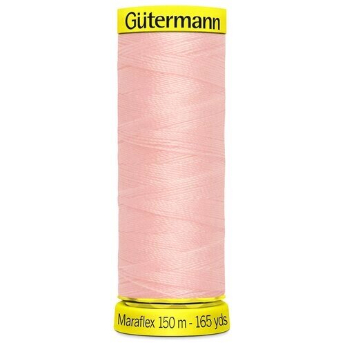 Нить Gutermann Maraflex 120 для эластичных, трикотажных материалов, 150 м, 100% ПБТ, 5 шт (659 светлый персиково-розовый) от компании М.Видео - фото 1