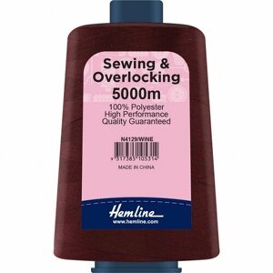 Нить универсальная Hemline для шитья и оверлока, бордовый #N4129/WINE Hemline