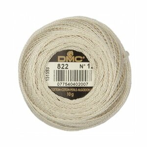 Нитки для вышивания DMC Pearl Cotton (12, 10 гр. 120 м. цвет: 822 - Светло-Бежевый Серый)