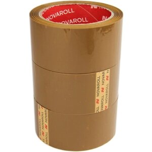 Novaroll 48мм*66 м, 3 шт в наборе клейкая лента канцелярская широкая липкая темная / скотч цветной темный