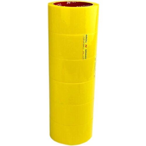 Novaroll 48мм*66 м, 6 шт в наборе клейкая лента канцелярская широкая липкая желтая / скотч цветной желтый от компании М.Видео - фото 1