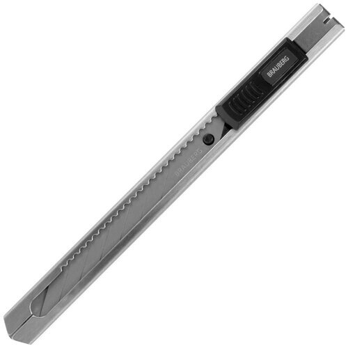 Нож канцелярский 9 мм BRAUBERG "Extra 30", металлический, лезвие 30°, автофиксатор, подвес, 237084 от компании М.Видео - фото 1