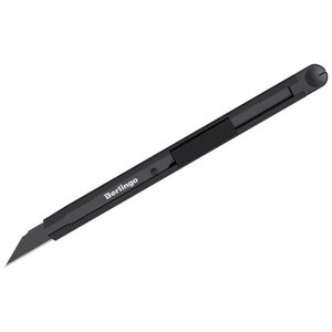 Нож канцелярский 9мм Berlingo "Double black", auto-lock, металлический корпус, европодвес (арт. 316195)