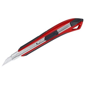 Нож канцелярский 9мм Berlingo "Razzor 300", auto-lock, металл. направл., мягкие вставки, красный, европодвес (арт. 330393)