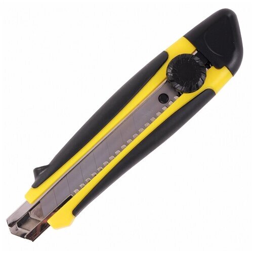 Нож канцелярский BRAUBERG 18 мм, роликовый фиксатор, резиновые вставки, блистер от компании М.Видео - фото 1