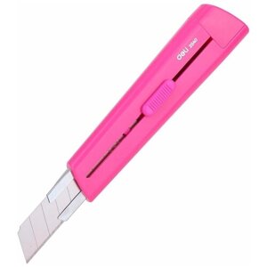Нож канцелярский Deli E2040 RIO 18мм фиксатор сталь блистер розовый , 1 шт.
