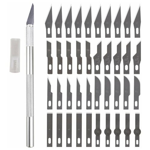 Нож-скальпель ABC для моделирования с набором сменных лезвий (40 шт.) от компании М.Видео - фото 1