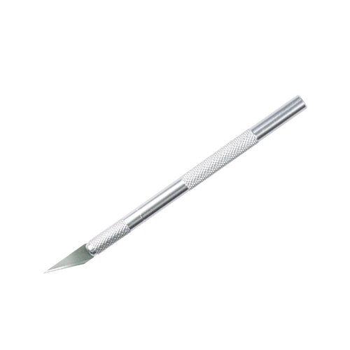 Нож-скальпель канцелярский MyPads A157-050, 6 лезвий, серый металлик для работы по бумаге от компании М.Видео - фото 1