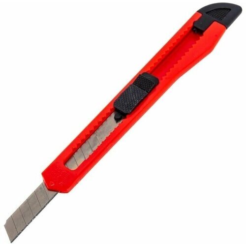 Нож технический канцелярский 9мм пластиковый красный от компании М.Видео - фото 1