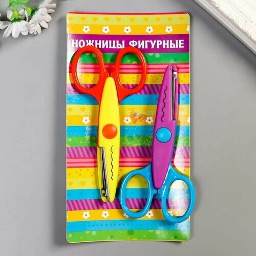 Ножницы КНР 2 шт, фигурные, 13,5 см "Яркие краски" в чехле, микс, 15х9 см от компании М.Видео - фото 1