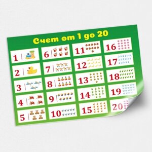 Обучающий плакат "Счет до 20" для дете / А-0 (119x84 см.)