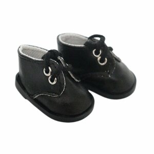 Обувь для кукол, Ботинки на шнурках 5 см для Paola Reina 32 см, Berjuan 35 см, Vidal Rojas 35 см и др, черные матовые