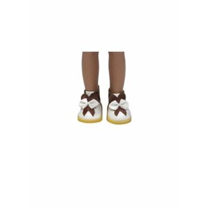 Обувь для кукол, Туфли 5 см с бантиком для кукол Paola Reina 32 см, Berjuan 35 см, Vidal Rojas 35 см и др, коричневые с белым