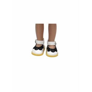Обувь для кукол, Туфли 5 см с кружевом для кукол Paola Reina 32 см, Berjuan 35 см, Vidal Rojas 35 см и др, белые с черным