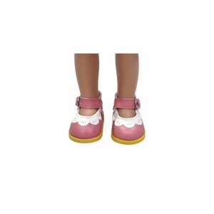 Обувь для кукол, Туфли 5 см с кружевом для кукол Paola Reina 32 см, Berjuan 35 см, Vidal Rojas 35 см и др, персиковые с белым