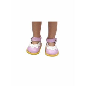 Обувь для кукол, Туфли 5 см с кружевом для кукол Paola Reina 32 см, Berjuan 35 см, Vidal Rojas 35 см и др, розовые с белым