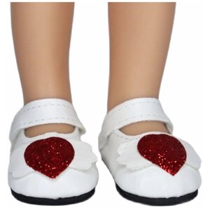 Обувь для кукол, Туфли 5 см с сердечком для кукол Paola Reina 32 см, Berjuan 35 см, Vidal Rojas 35 см и др., черные