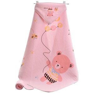 Одеяло-конверт для новорожденного Мишка с воздушными шариками, летнее, розовое, 90х90 см
