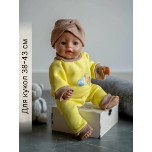 Одежда для куклы Беби Бон (Baby Born) 43см , Rich Line Home Decor, ИП-Х-992_Желтый-св-кор-медвежонок-с-повязкой