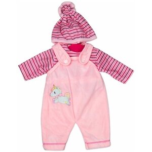 Одежда для куклы ростом 35 - 42 см, розовый комбинезон с единорогом, майка, шапка для пупса, GC18-54