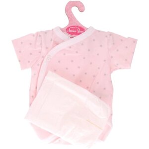 Одежда для кукол и пупсов 40 - 45 см, боди розовое со звездами, подгузник / памперс