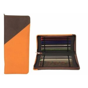 Органайзер Danube Series для прямых спиц (25см/30см) Bags&Handles 30,6*34,1см, искуственная кожа, коричневый/оранжевый, KnitPro, 10826