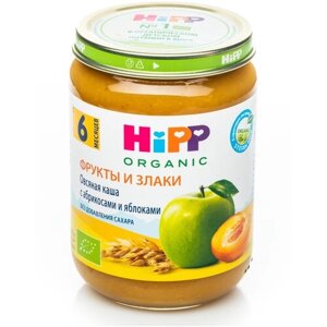Органическая овсяная каша HiPP с абрикосами и яблоками, пюре, с 6 месяцев, 190г/1шт