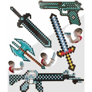 Оружие деревянное детское /Набор пиксельного оружия "Алмазный"