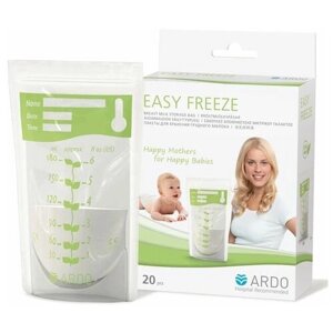 Пакеты для сбора и замораживания грудного молока Ardo "Easy Freeze", с индикатором температуры и верхним зажимом, 20 шт