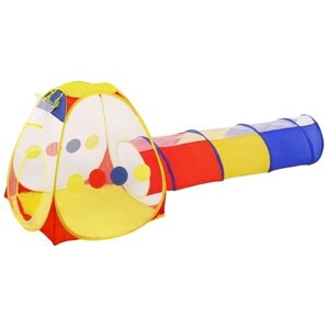Палатка Наша игрушка Конус с туннелем 200391807, желтый/красный/синий