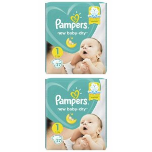 Pampers Подгузники детские New Baby-Dry для новорожденных, 2-5 кг, 1 размер, 27 шт, 2 упаковки /