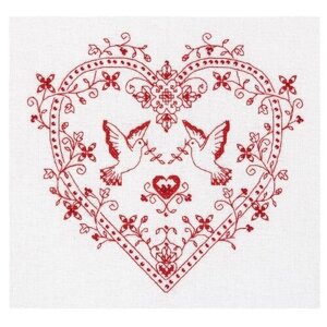 PANNA Набор для вышивания бисером и нитками Сердце с голубями 20 x 19 см (SO-1403)