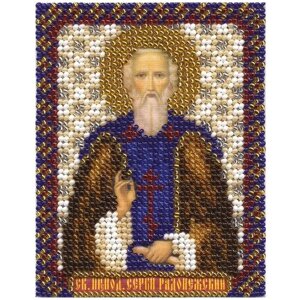 PANNA Набор для вышивания бисером Икона Святого Преподобного Сергия Радонежского 8.5 x 10.5 см (CM-1303)