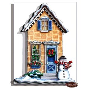 Папертоль "Сказочный домик и снеговик" 14*20см. РТ150198, Магия Хобби. Набор карт для творчества, 3Д картина, для домашнего декора