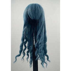 Парик для БЖД кукол DollGa Wig W117 (с длинными локонами, голубой размер 6-6,5 дюймов/15-16,5 см)