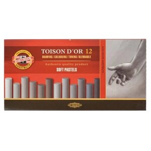 Пастель художественная Koh-I-Noor "Toison D`or Soft 8592 Grey line", 12 цветов, картон. упаковка