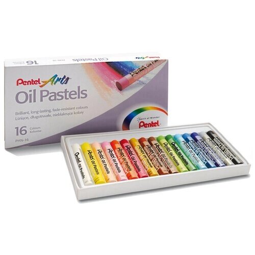Пастель масляная художественная PENTEL "Oil Pastels", 16 цветов, круглое сечение, картонная упаковка, PHN4-16 от компании М.Видео - фото 1