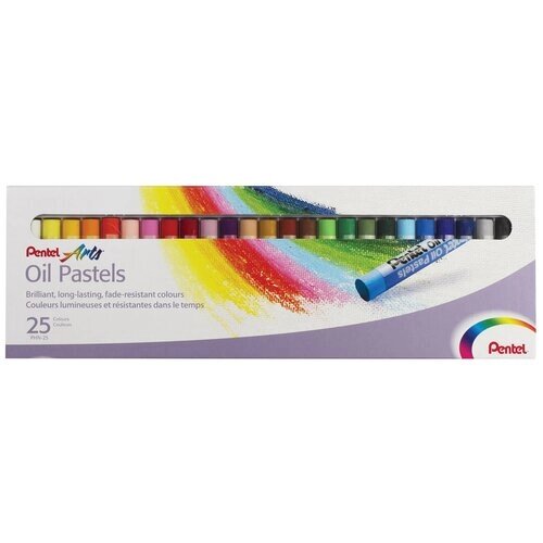Пастель масляная художественная PENTEL «Oil Pastels», 25 цветов, круглое сечение, картонная упаковка, PHN4-25 от компании М.Видео - фото 1
