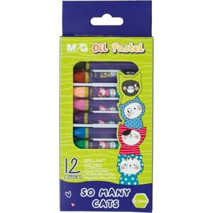 Пастель масляная M&G, 6-гран, 12 цветов- в наборе