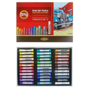 Пастель сухая 36 цветов 12 мм, Extra Soft Koh-I-Noor 8552 TOISON D`OR, картонная упаковка, L=75 мм