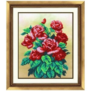 Паутинка Б-1234 Букет алых роз Набор для вышивания 19.5 x 24 см Вышивка бисером